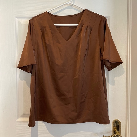 MOTF brown blouse short sleeve - Picture 1 of 6